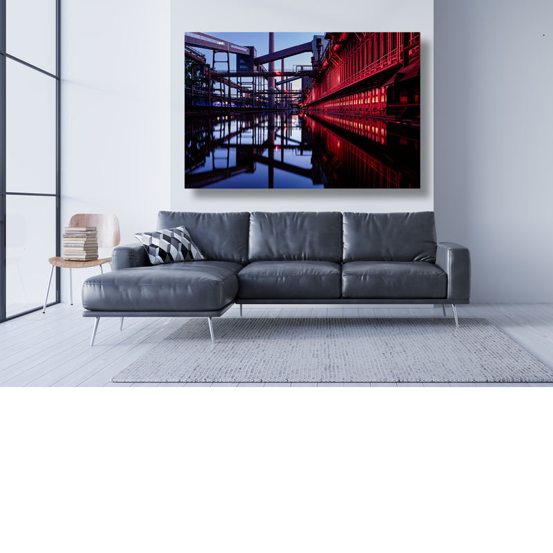 Spiegeling in rood en blauw