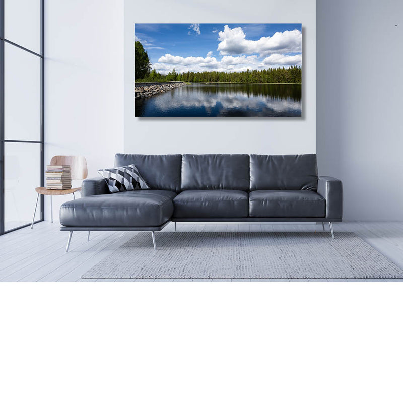 Bomen, wolken en relfectie