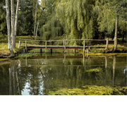 Oud gammel brugje over het water met reflecties