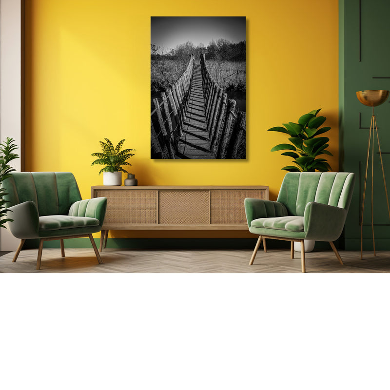 Houten hangbrug naar het onbekende
