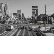 Vakantiefoto op de strip in Las Vegas, zwart-wit met gele tinten