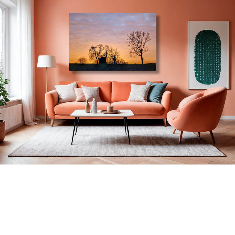 Ochtendlucht met oranje en blauw