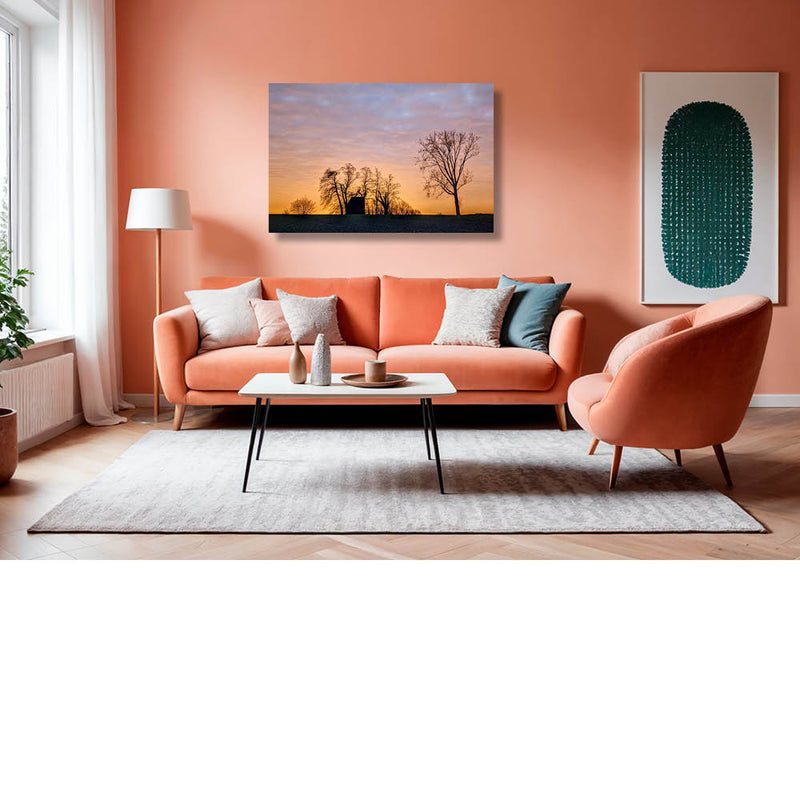 Ochtendlucht met oranje en blauw