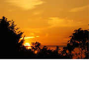 De hemel kleur intens oranje tijdens deze mooie zonsondergang.