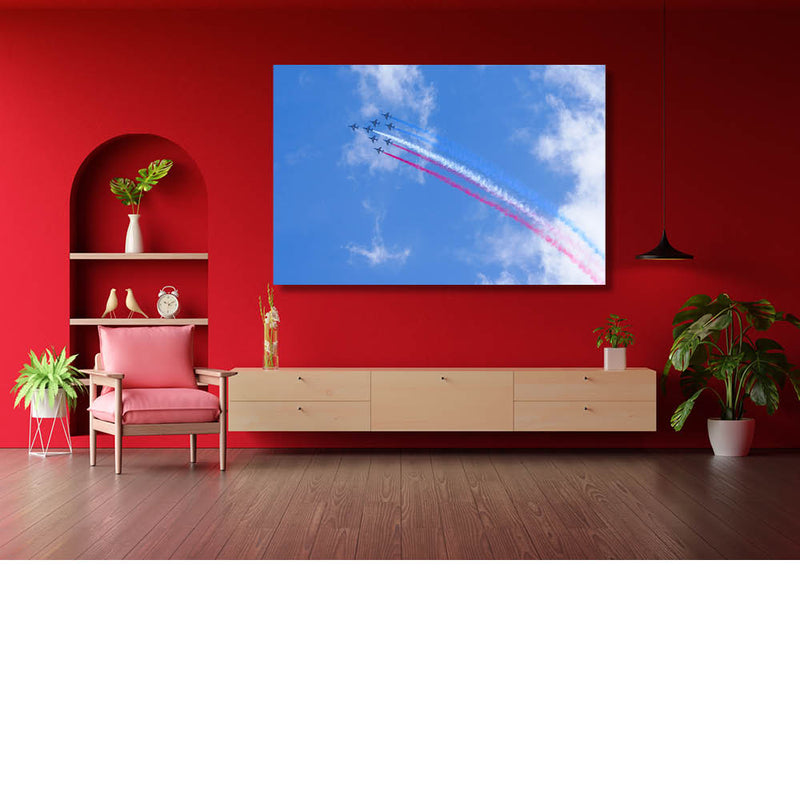 Regenboog van straaljagers