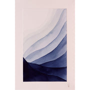 De rode lijnen vormen een suggestie van de golven van de zee - Aquarel op zuurvrij papier.