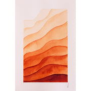 De rode lijnen vormen een suggestie van de woestijn - Aquarel op zuurvrij papier.