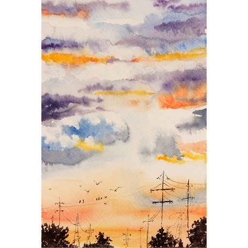 Warme blik op een zomerse avond - Aquarel op zuurvrij papier.