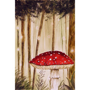 Prachtig herfsttafereel met vliegenzwam - Aquarel op zuurvrij papier.