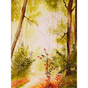 Bostafereeltje met wame kleuren - Aquarel op zuurvrij papier.