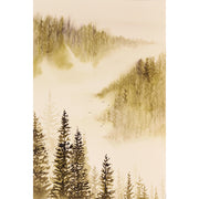 Wat schuilt achter het deken van dichte mist? - Aquarel op zuurvrij papier.