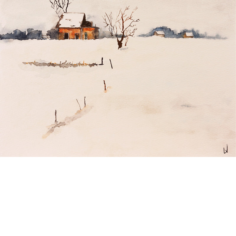 Winters tafereeltje - Aquarel op zuurvrij papier.