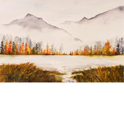 Dit meer is afgezet met heerlijke roodbruine tinten - Aquarel op zuurvrij papier.