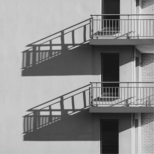 Balkons die door de schaduwinval de indruk geven hoekbalkons te zijn