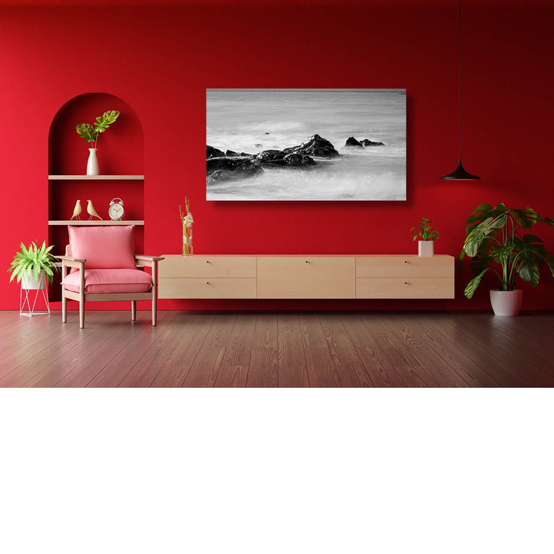 Rotsen in een wolk van water