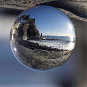 IJsland, Black Sand Beach, bazalt zuilen, glazen bol