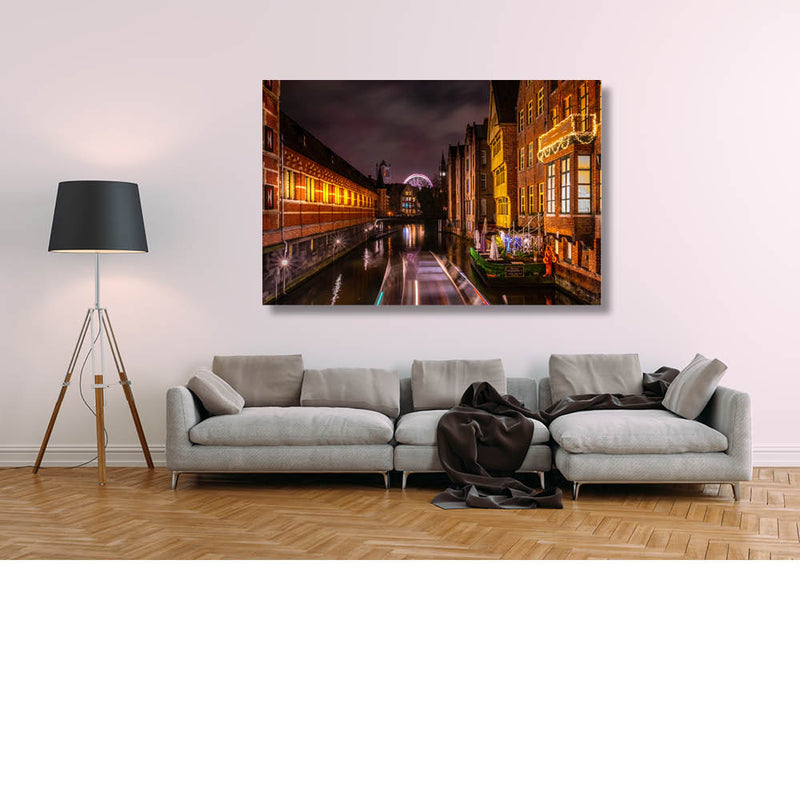 Nacht langs de Korenlei en de Graslei