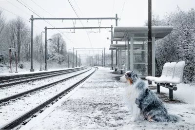 Wachten op de trein, de foto