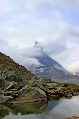 Matterhorn in de wolken, de foto