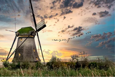 Vlucht langs de windmolen, de foto